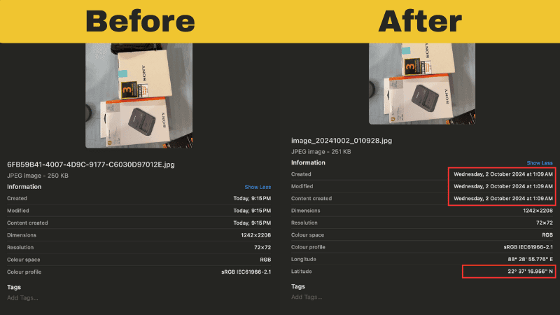 Photo metadata and EXIF data visualization